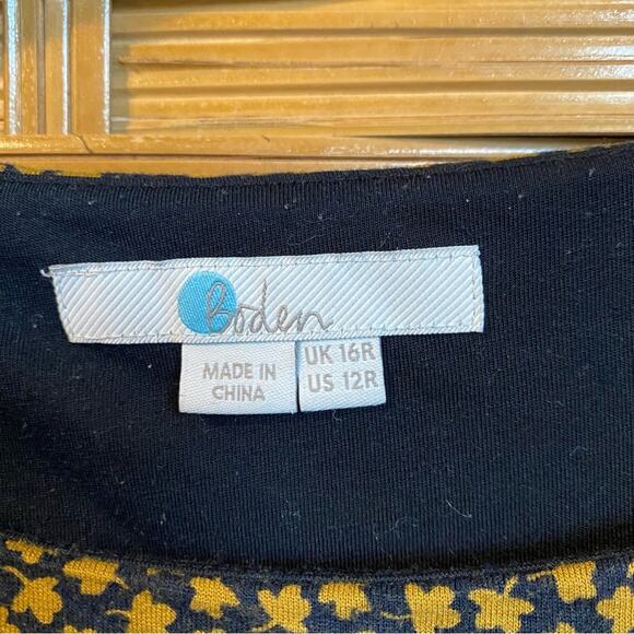 Boden Blue and Yellow print Dress long sleeve modest 12 pockets autumncore - Picture 2 of 8